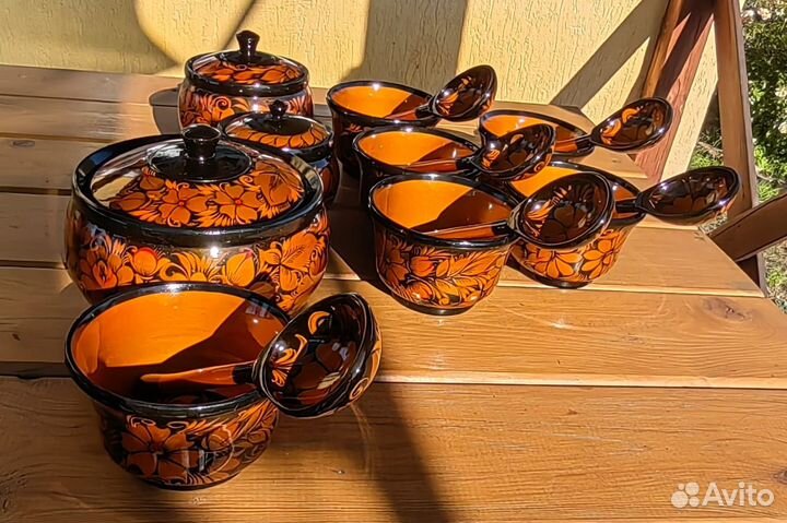 Набор деревянной посуды Хохлома оригинал
