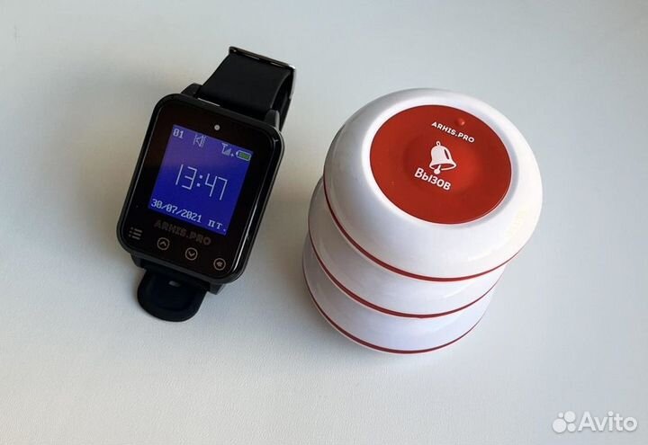 Кнопка вызова официанта в комплекте с часами