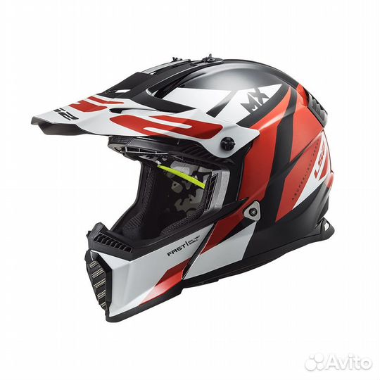Мотошлем LS2 MX437 fast EVO strike Black-White-Red