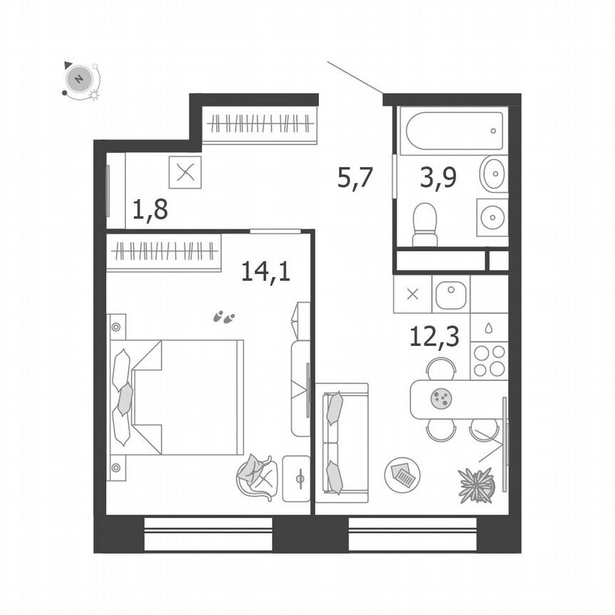 1-к. квартира, 37,8 м², 4/5 эт.