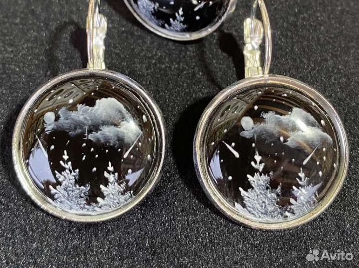 Финифть.Ростовская.Новые.«Ночка»Серьги