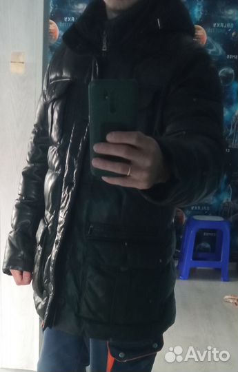 Итальянская кожаная мужская зимняя куртка