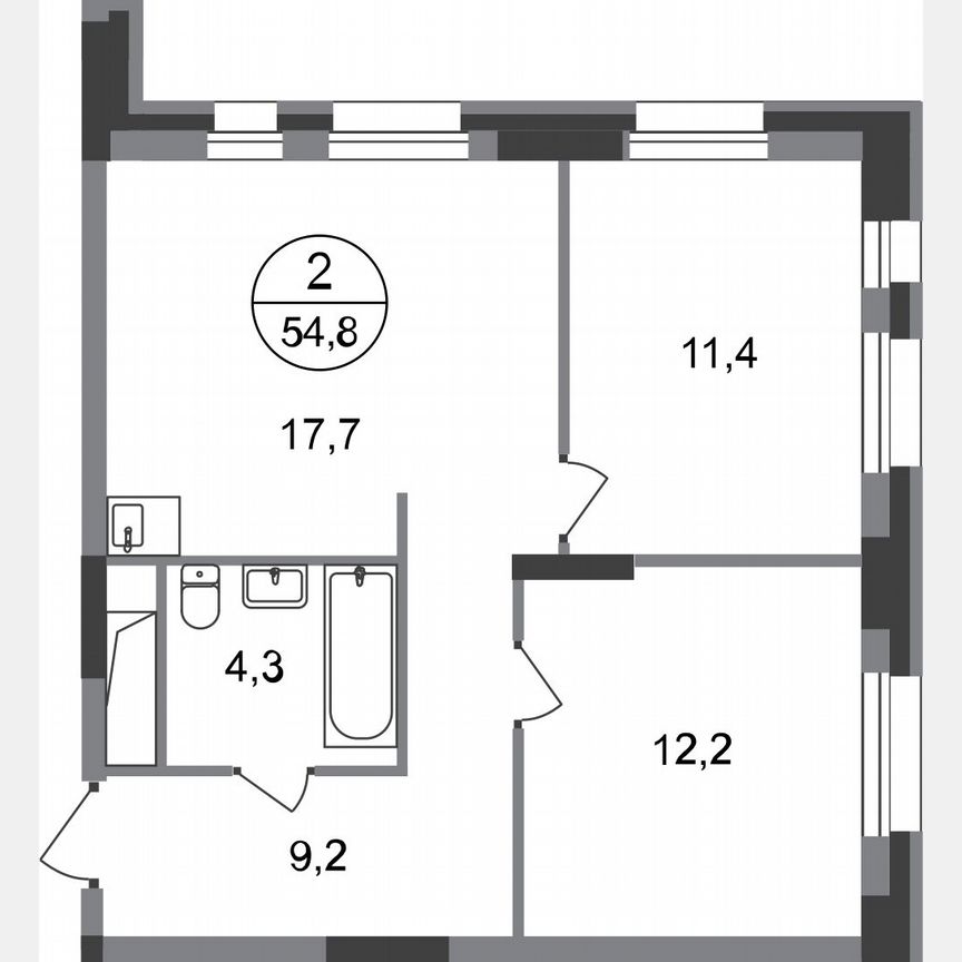 2-к. квартира, 54,8 м², 14/20 эт.