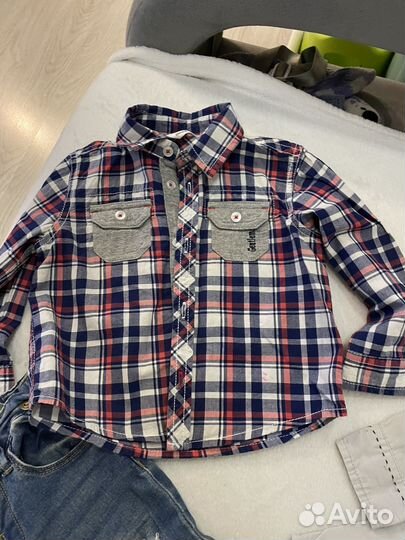 Комплект вещей, джинсы и рубашки, 80 см в идиале