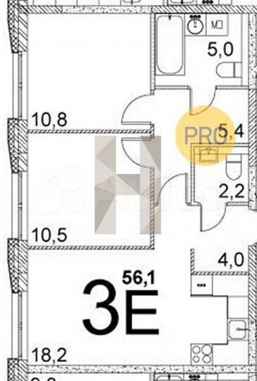 2-к. квартира, 56,1 м², 18/25 эт.