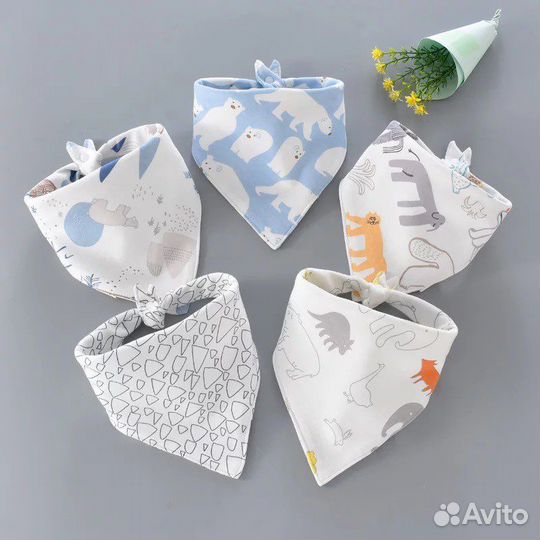 Набор хлопковых слюнявчиков для малышей