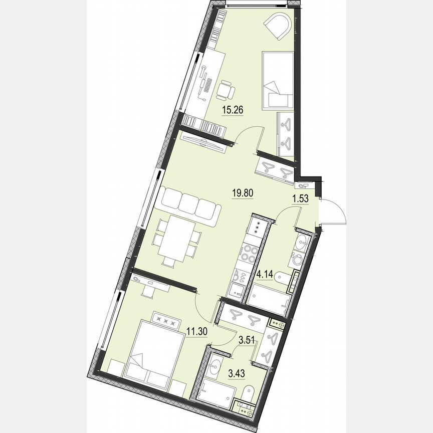 2-к. квартира, 59 м², 13/16 эт.
