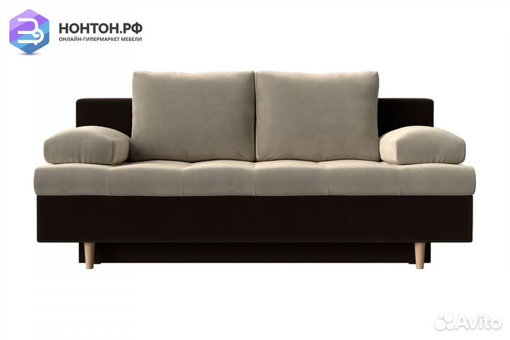 Диван еврокнижка Спенсер бежевый / коричневый