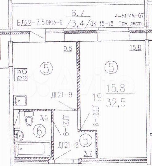 1-к. квартира, 39 м², 4/10 эт.