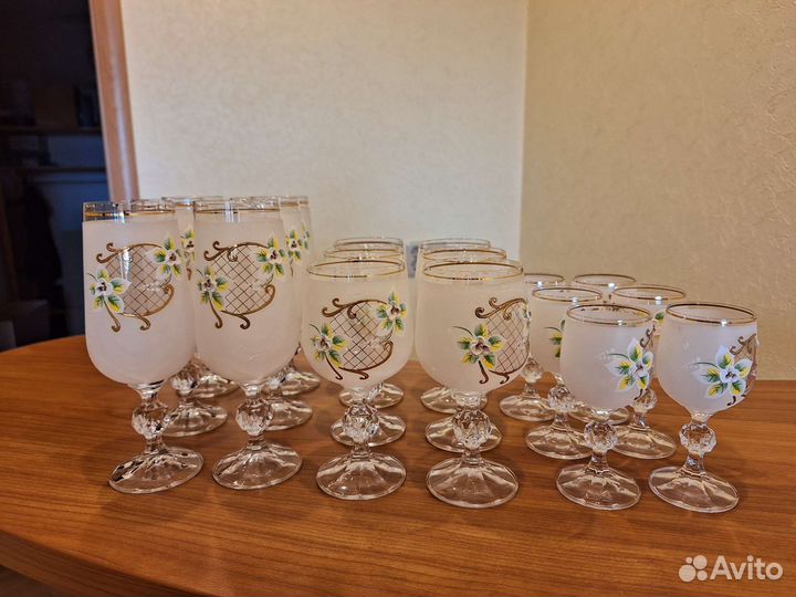 Набор бокалов, богемия с лепкой