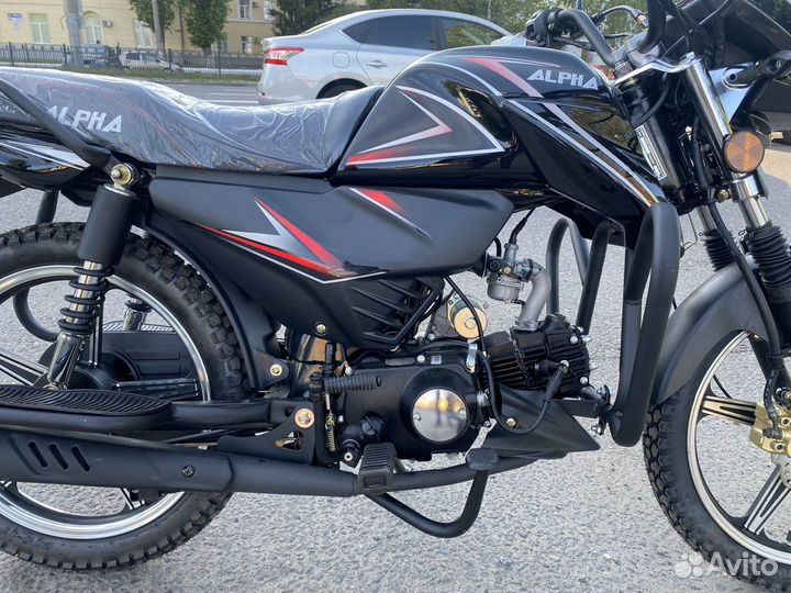 Новый мопед alpha RS11 (110 кубов) чёрный глянец