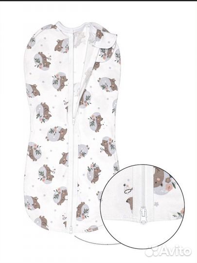 Пеленка кокон на молнии для новорожденных (2шт)