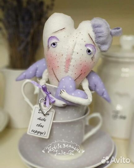 Интерьерная игрушка Сердечный ангел (ручная работа