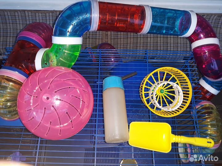 Клетка для грызунов полутораэтажная с тоннелем