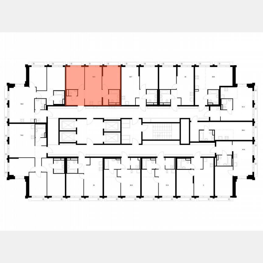 2-к. квартира, 50,8 м², 18/32 эт.