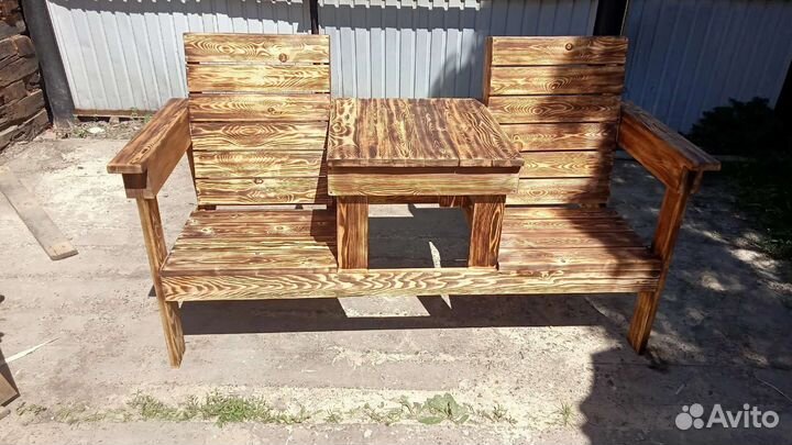 Скамейка садовая со столиком