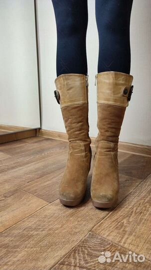 Сапоги, 38 разм, натуральный мех, замша,кожа