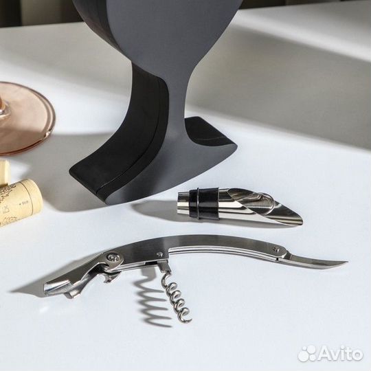 Набор для вина «Бокал», 2 предмета: штопор, каплеу