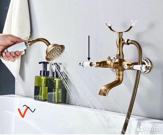 Смеситель ретро керамика комплект латунь для ванны