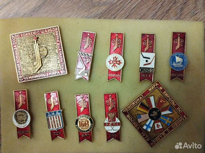 Значки республики СССР, чемпионат мира по хоккею