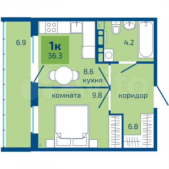 1-к. квартира, 36,3 м², 7/10 эт.