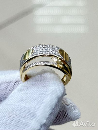 Золотое бриллиантовое кольцо cartier