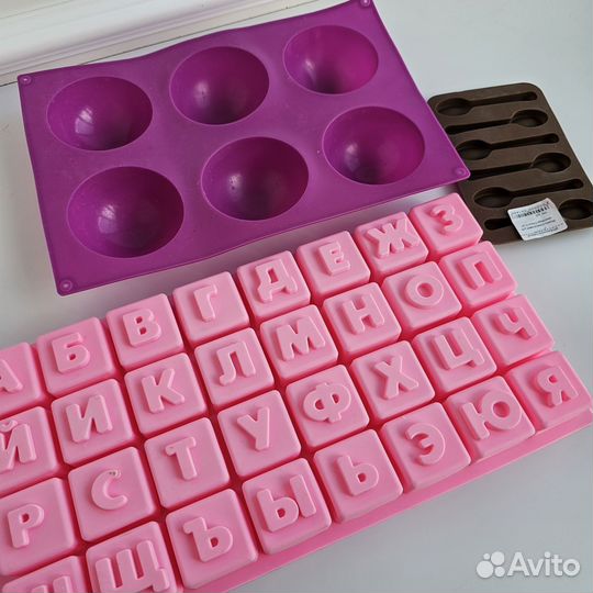 Силиконовые формы для выпечки, полусфера, алфавит