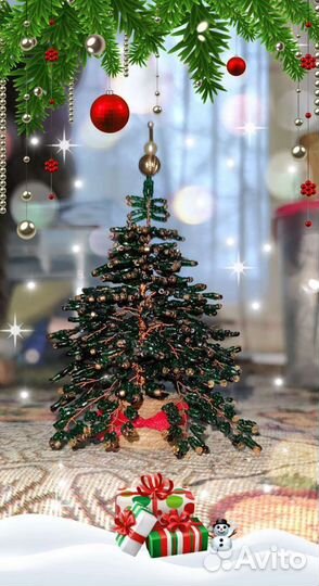 Елка из бисера 13 см Handmade