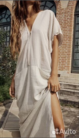 Роскошное льняное платье Zara оригинал M новое