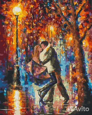 Картина по номерам 40*50. Встреча в дождливый вече