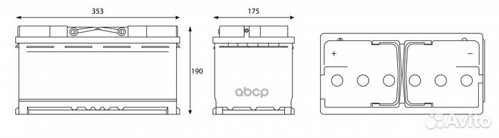 Аккумулятор Sputnik 100 Ah, 820 A, 353x175x190