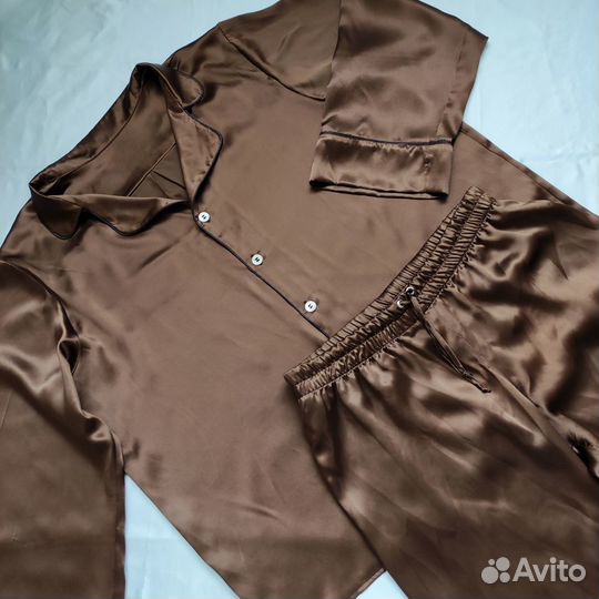 Пижама из натурального шёлка, мужская, шоколад