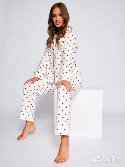 Пижама в сердечко хлопок