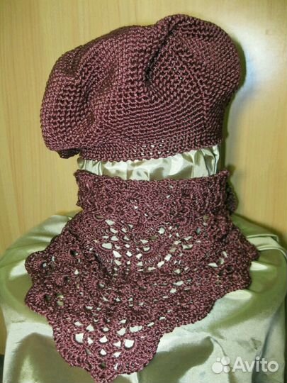 Вязаный комплект: берет+ косынка