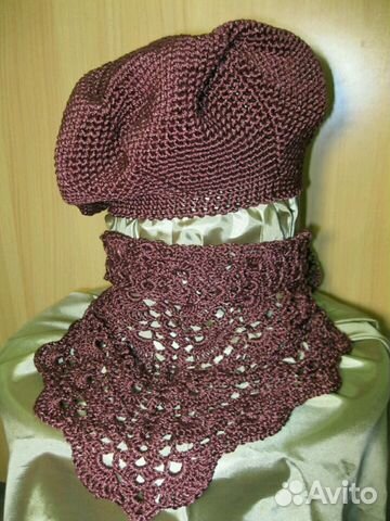 Вязаный комплект: берет+ косынка