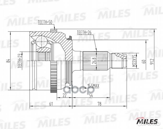GA20146 miles шрус наружний (ABS) GA20146 Miles