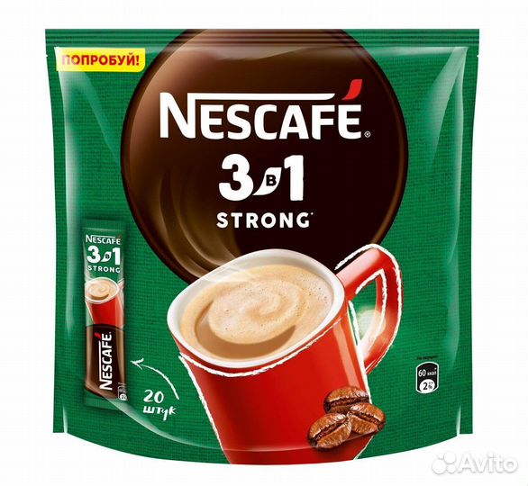 Растворимый кофе Nescafe 3в1 Strong Крепкий 20 г