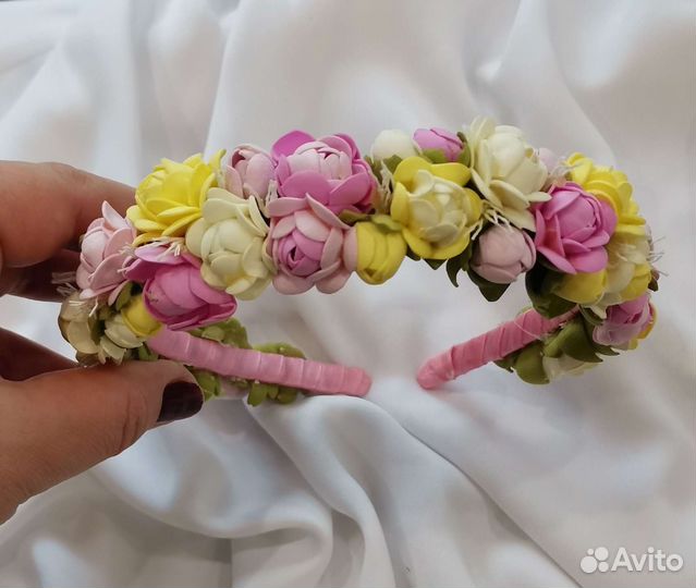 Ободок с цветами фоамиран ручная работа
