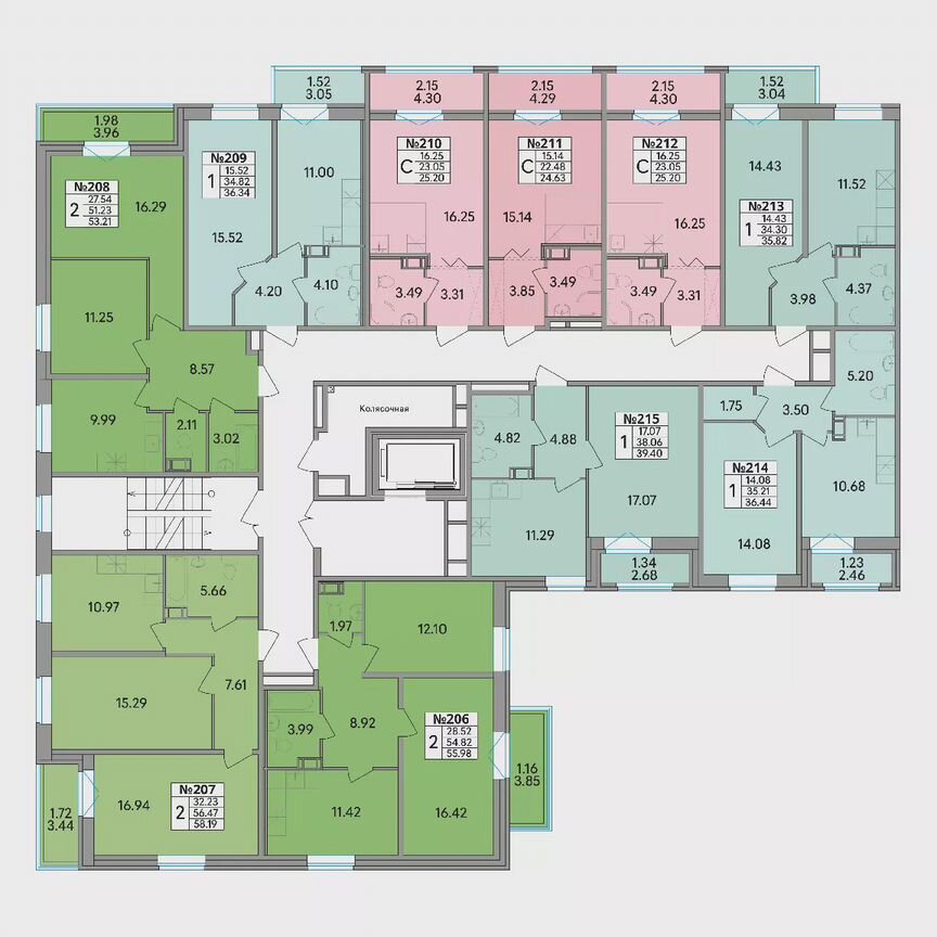 2-к. квартира, 58,2 м², 5/8 эт.