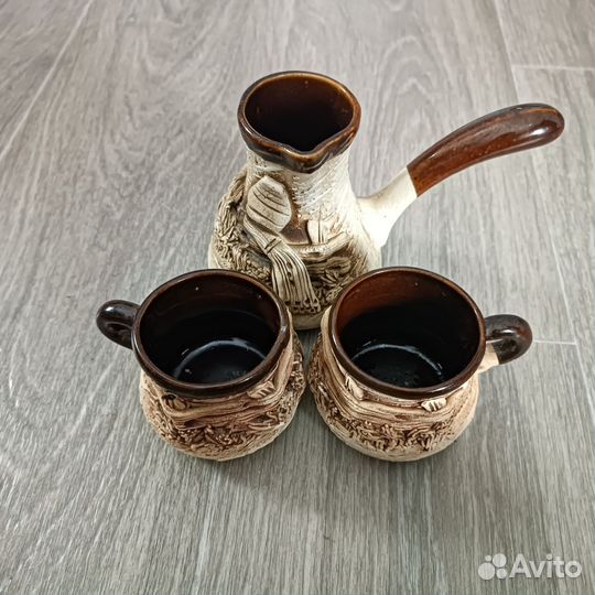 Турка и 2 чашки керамика