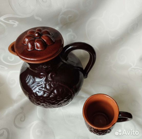 Керамический кувшин СССР с чашкой