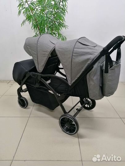 Новая коляска для двойни Luxmom T19 (серый)