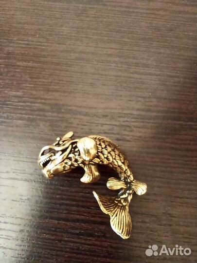 Брелок рыба дракон латунь