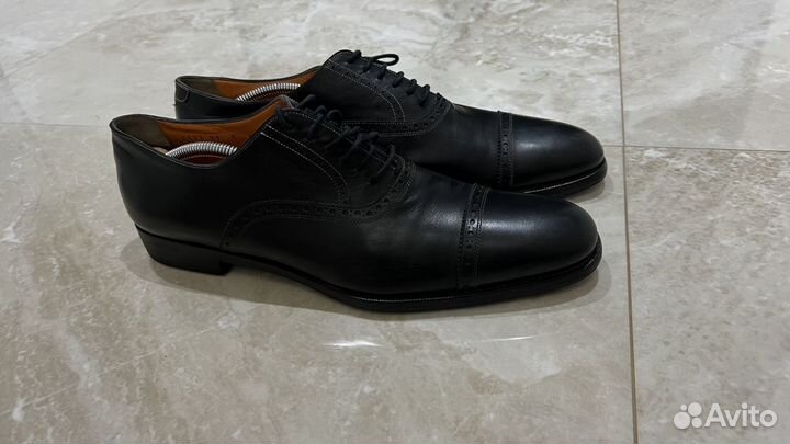 Santoni туфли мужские оригинал черные