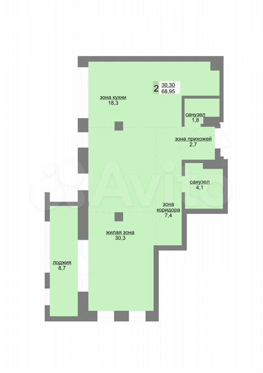 2-к. квартира, 68,2 м², 8/31 эт.