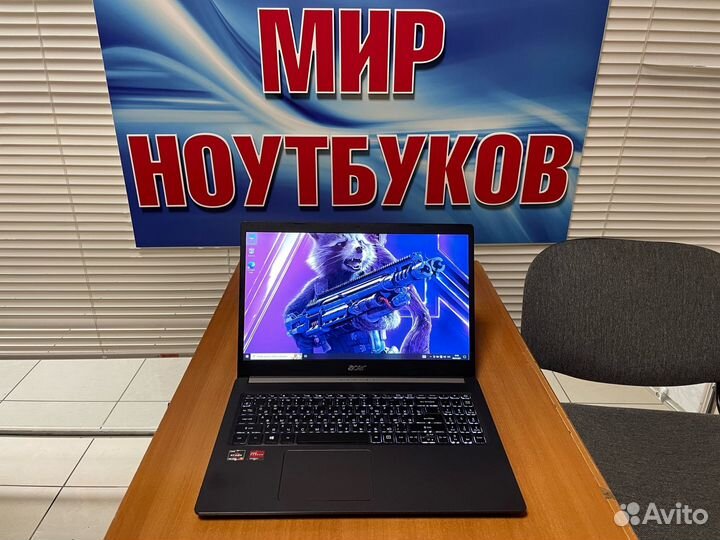 Тонкий свежий игровой ноутбук Acer / Ryzen 5 / IPS