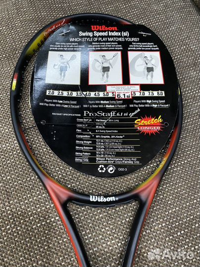 Теннисная ракетка wilson pro staff 6.1 stretch