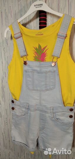 Летний джинсовый комбинезон на девочку 140