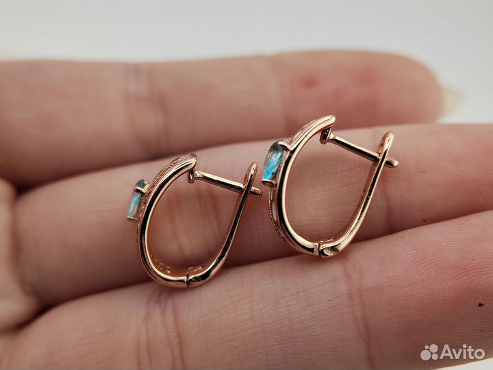 Серьги, топаз, эмаль, покрытие золото