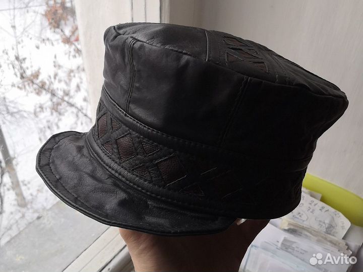 Мужская кепка, нат. кожа